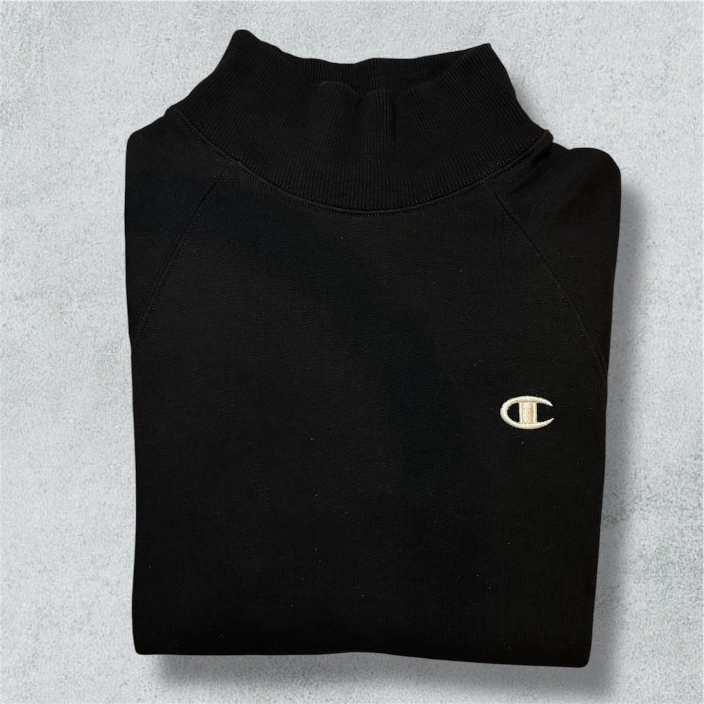 Champion Black Mock Neck Long Sleeve Pullover (M) - NABE vintage