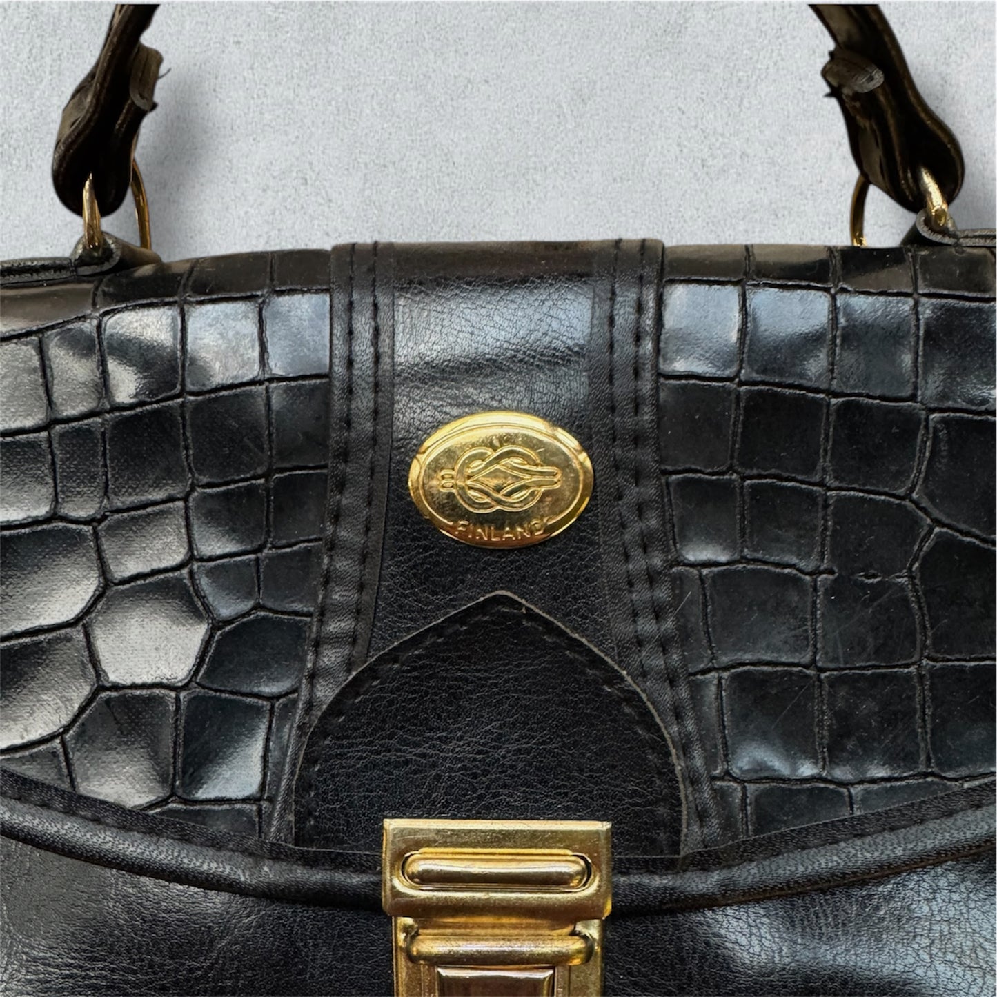 Black Crocodile Style Leather Bag