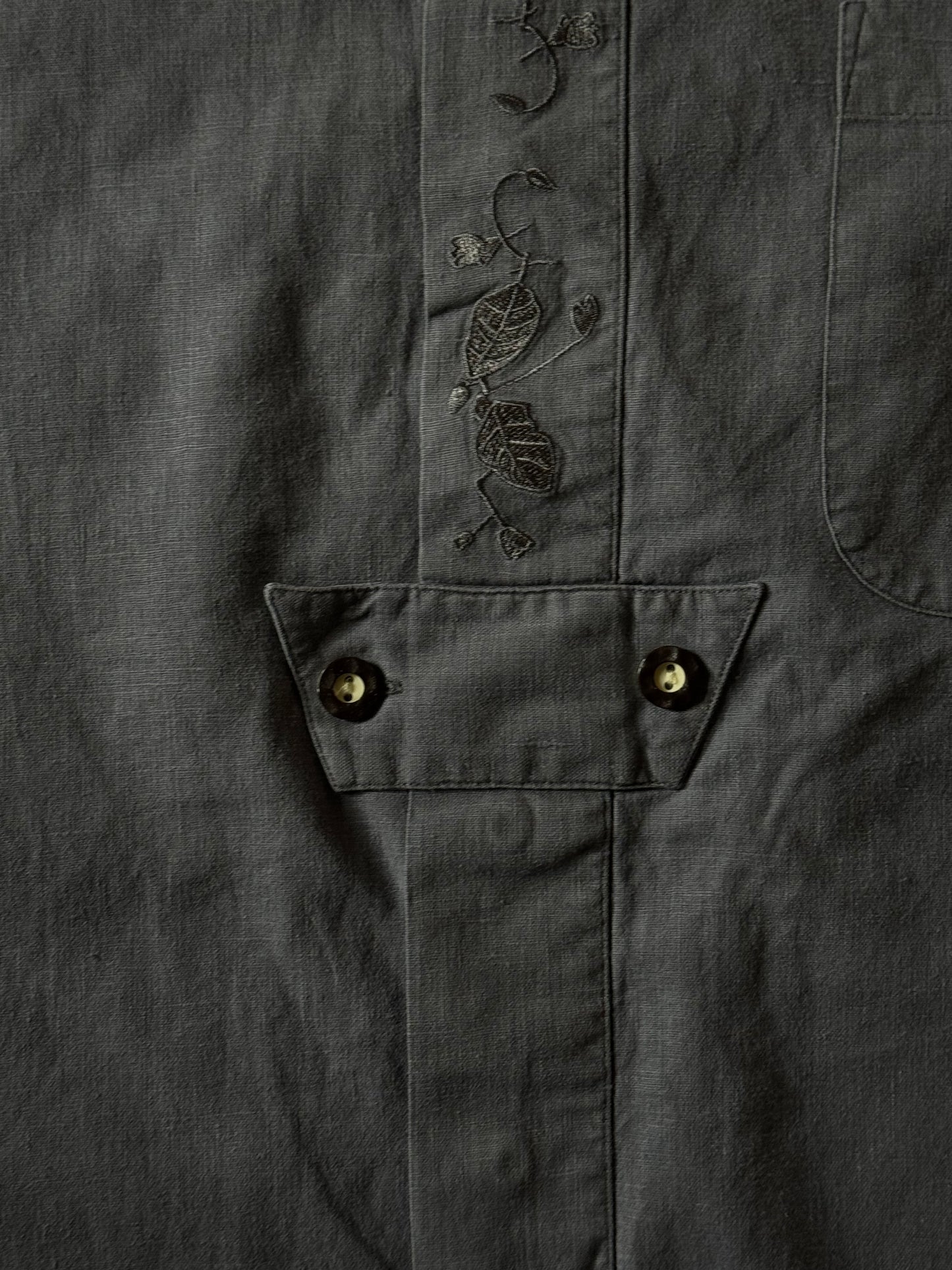 Grey Shirt with Floral Details