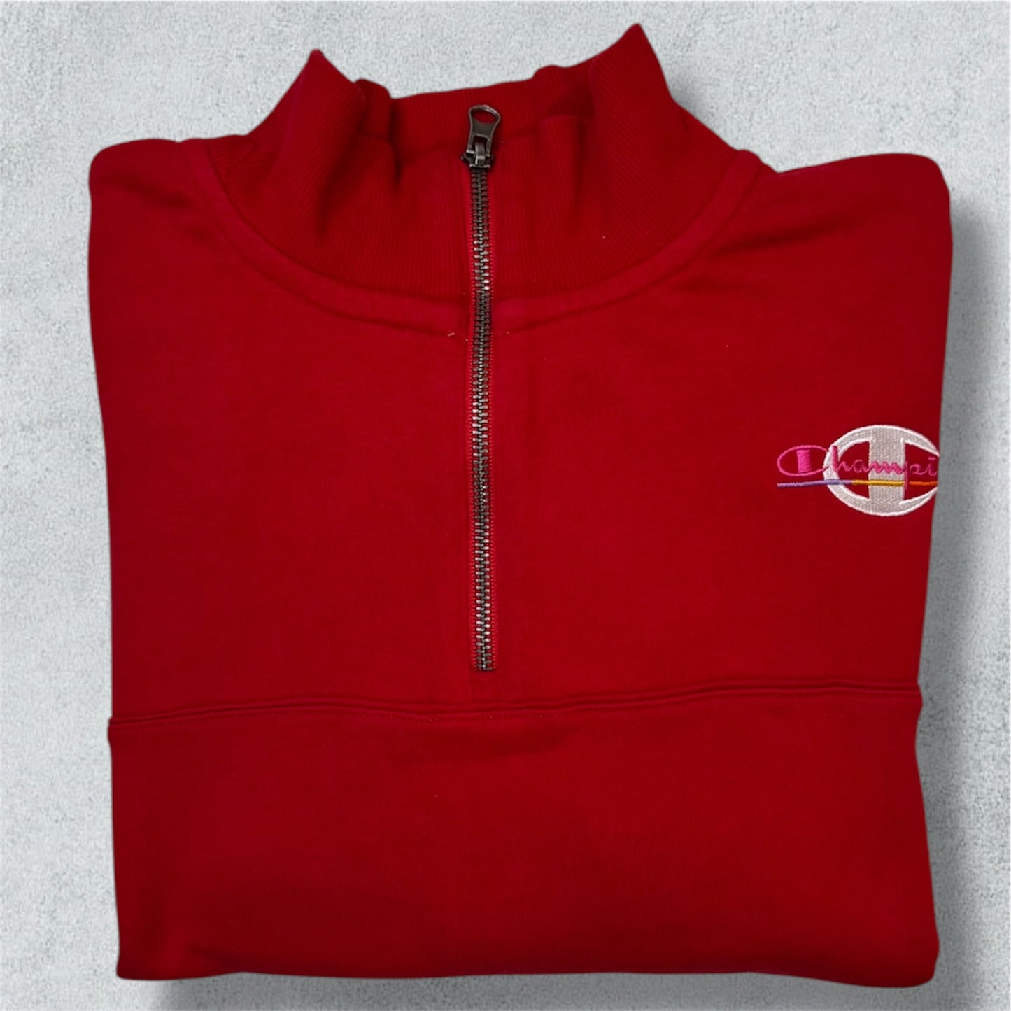 Red Champion Quarter-Zip Sweatshirt (M) - NABE vintage