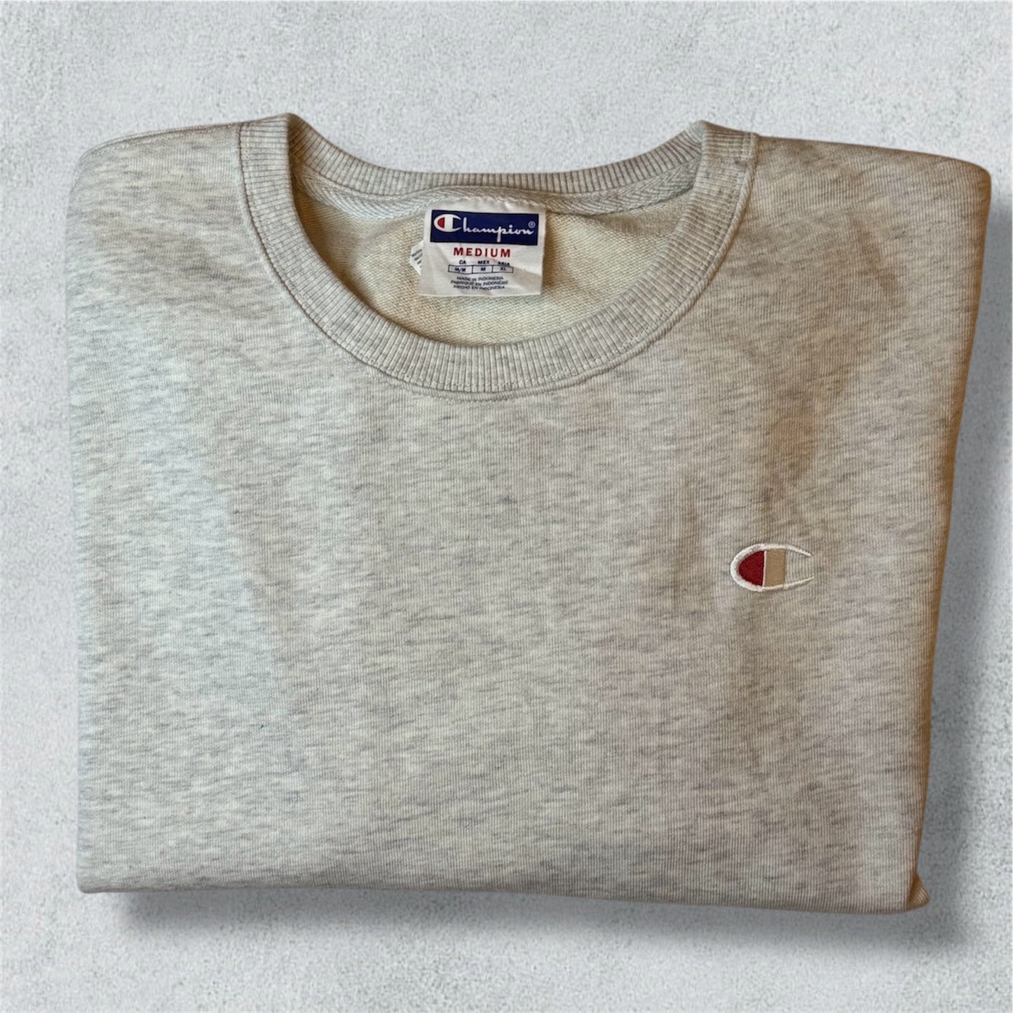 Champion 80s Vibe Activewear Sweater Yellow And Grey (M) - NABE vintage