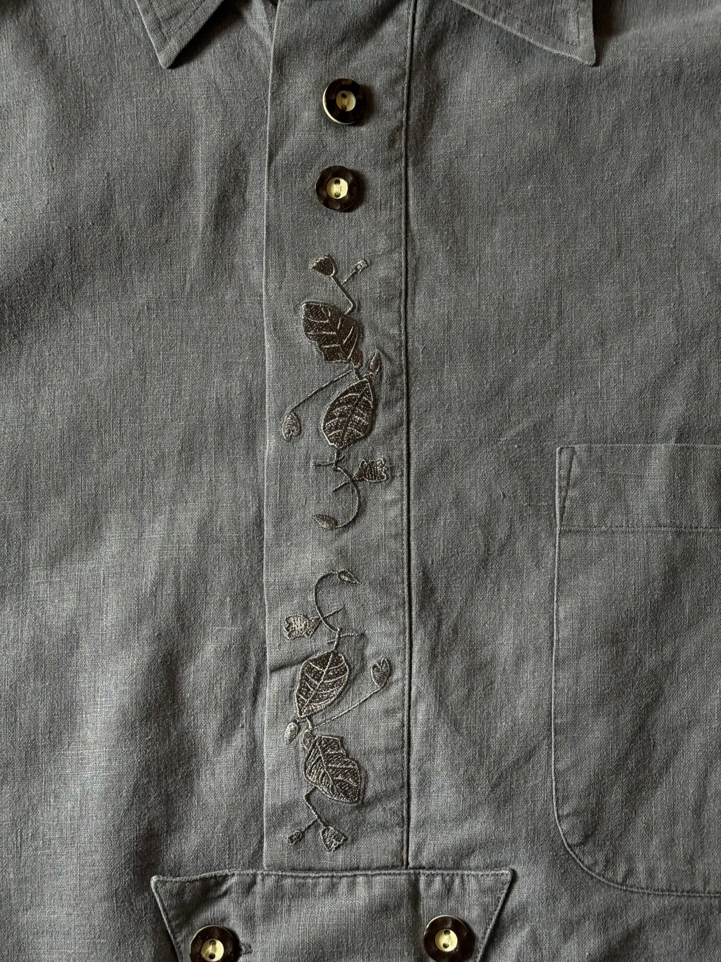 Grey Shirt with Floral Details