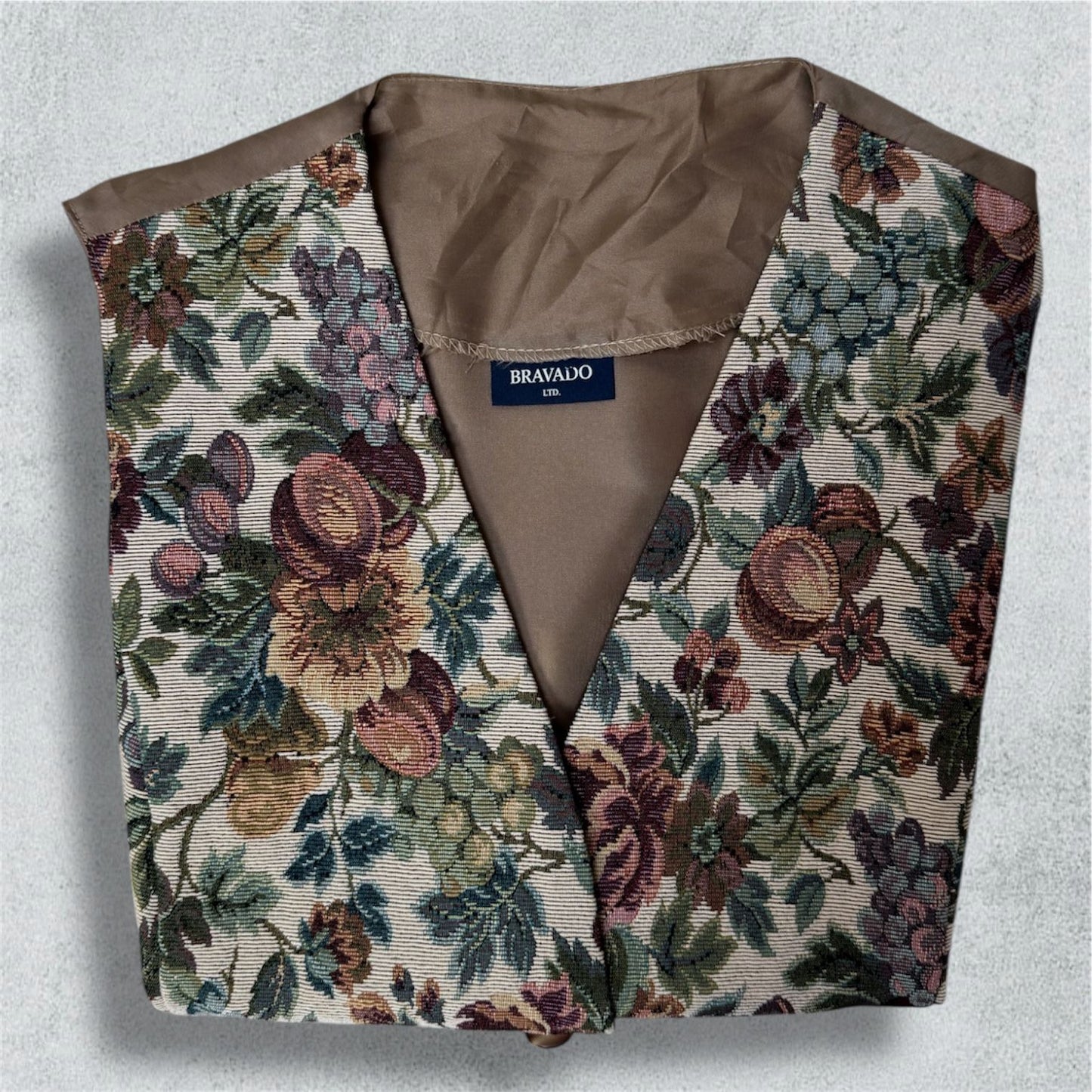 Gilet Vintage Floral Brown And Beige - NABE vintage