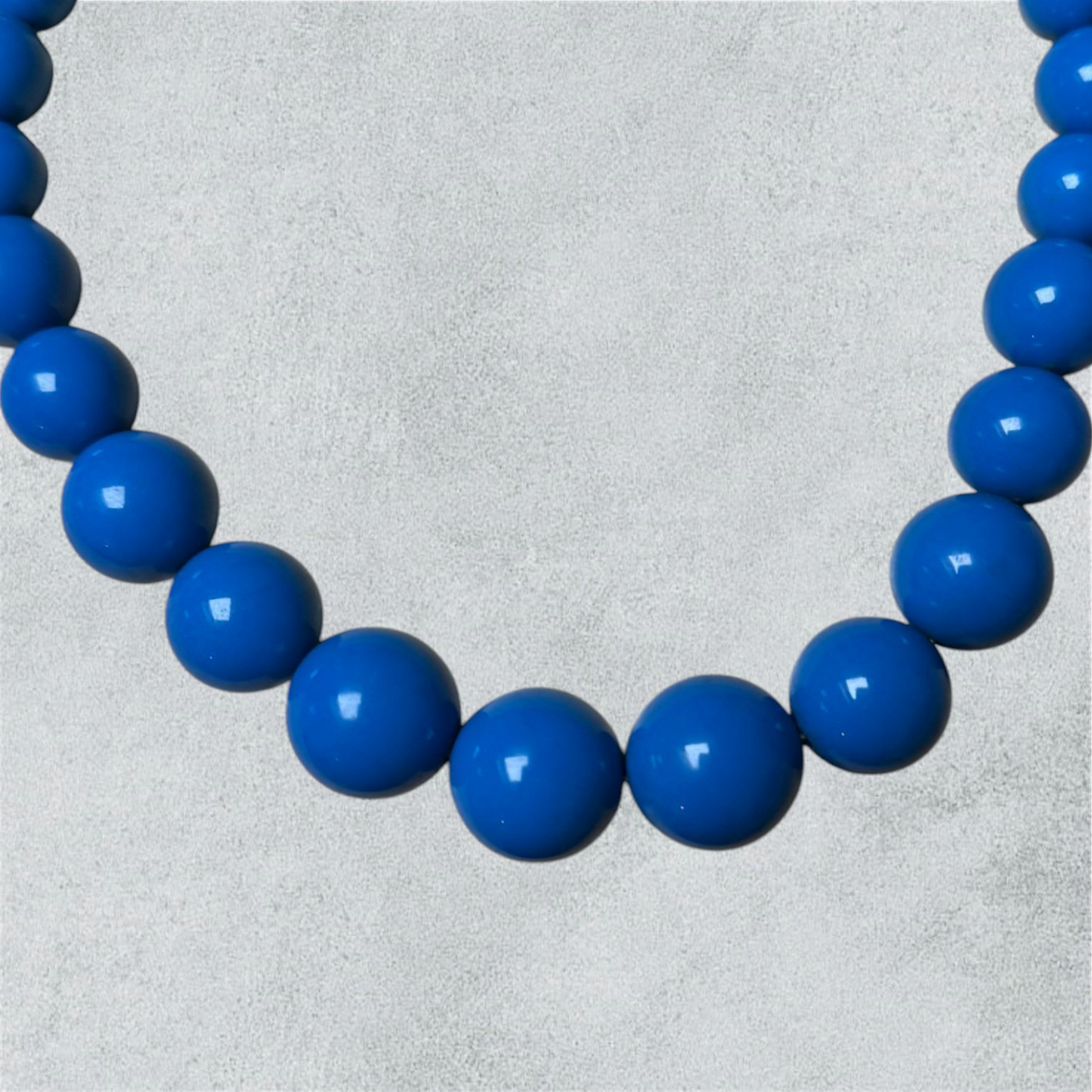 Bright Blue Beaded Choker Necklace