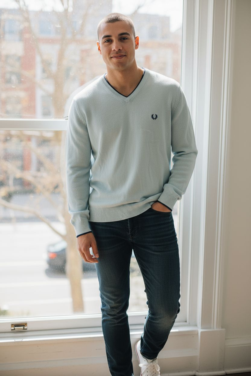 Fred Perry Classic V-Neck Sweater 100% Cotton