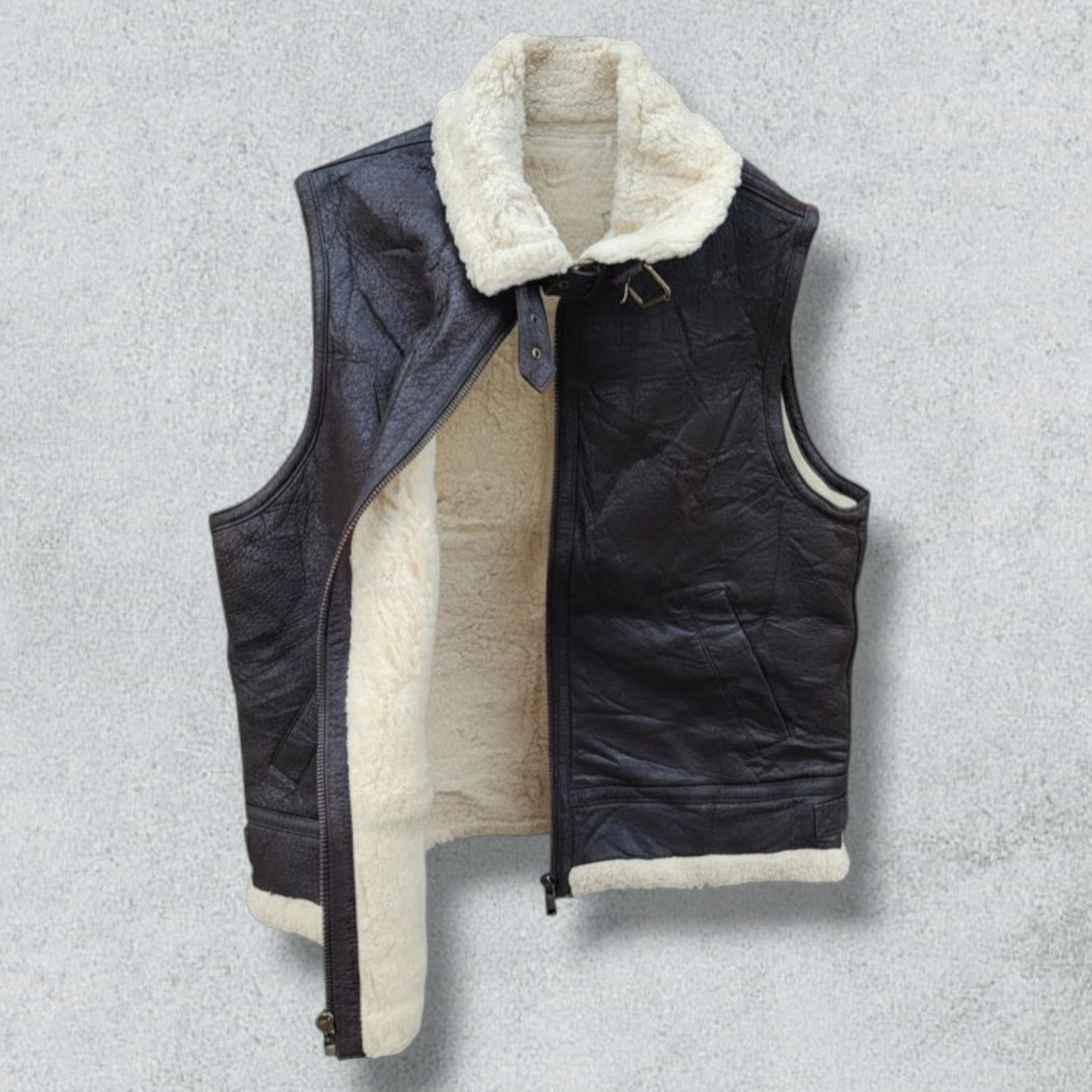 Men’s Brown Vintage B3 Bomber Vest Aviator Winter Jacket