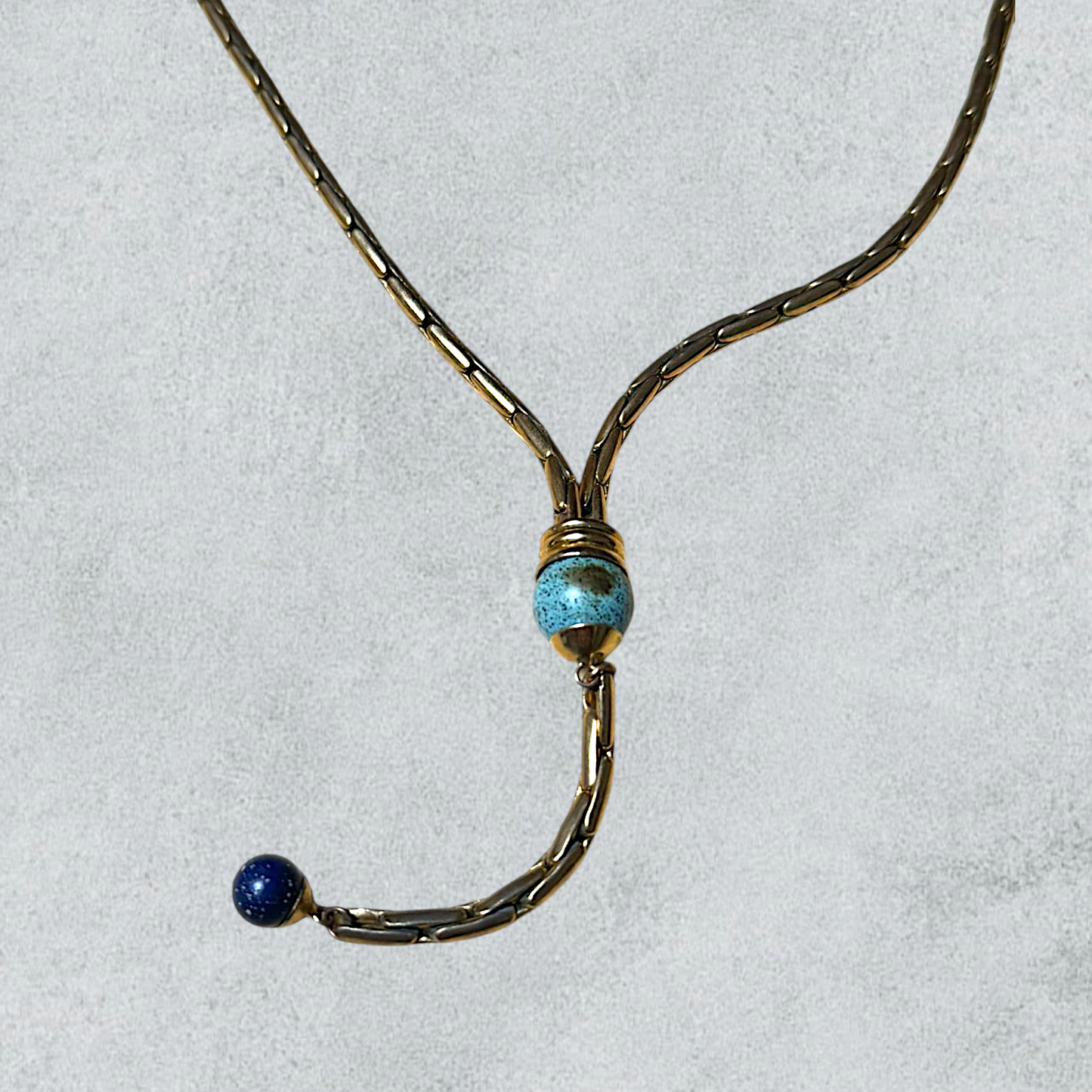 Long Y Necklace with Turquoise Stones