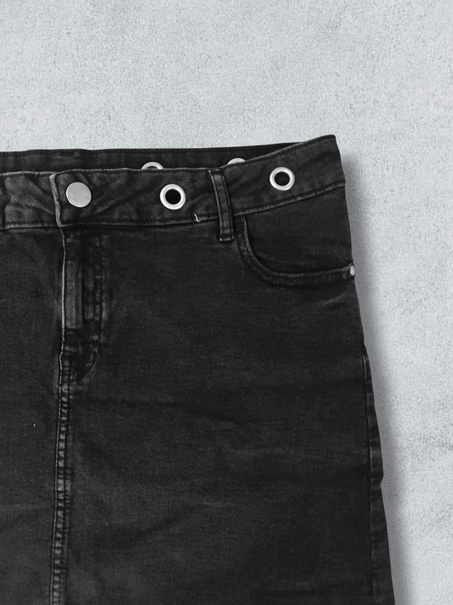 Black Denim Skirt With Silver Studs