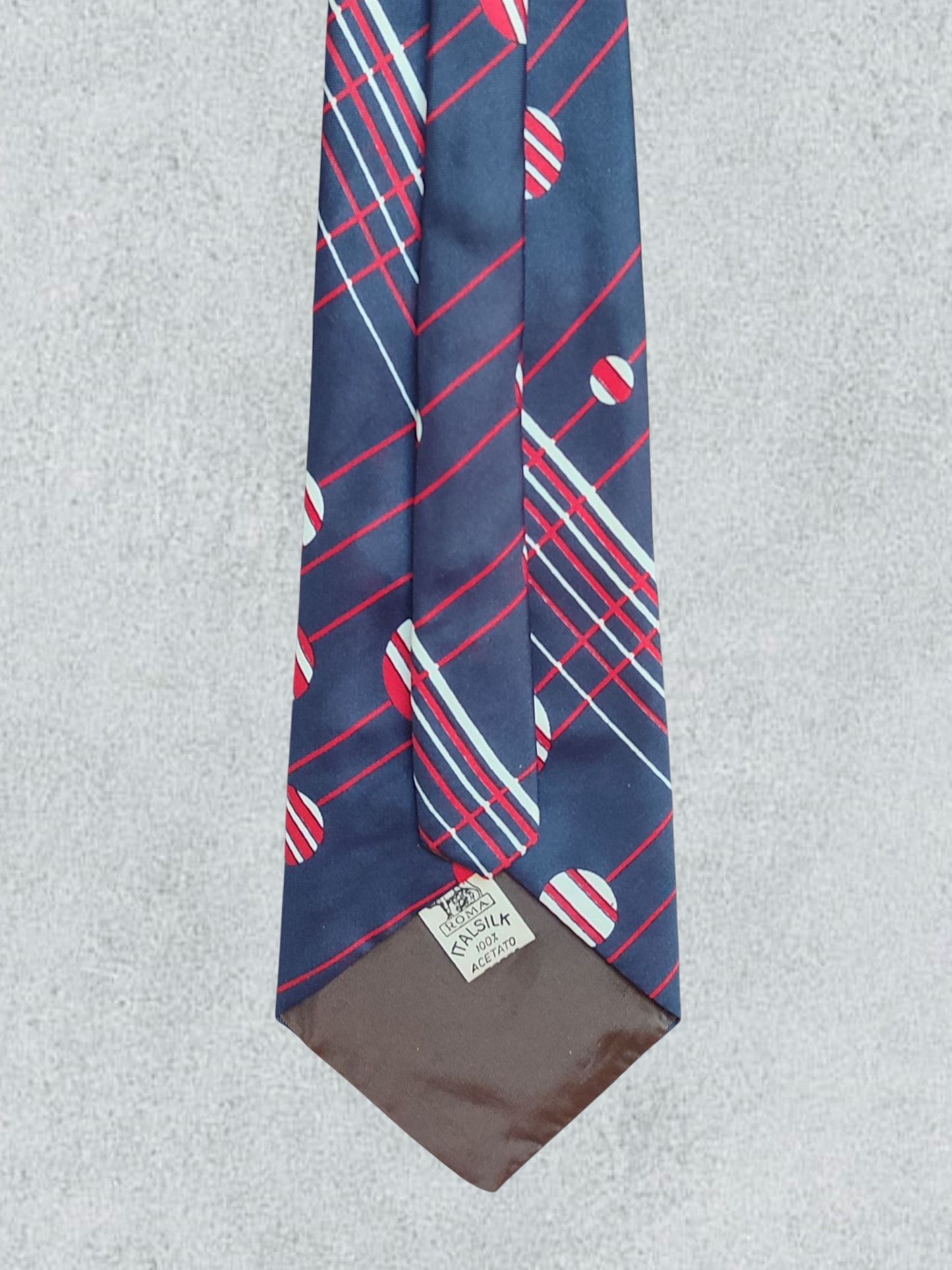 Vintage Italian Tie With Stripes And Polka Dots