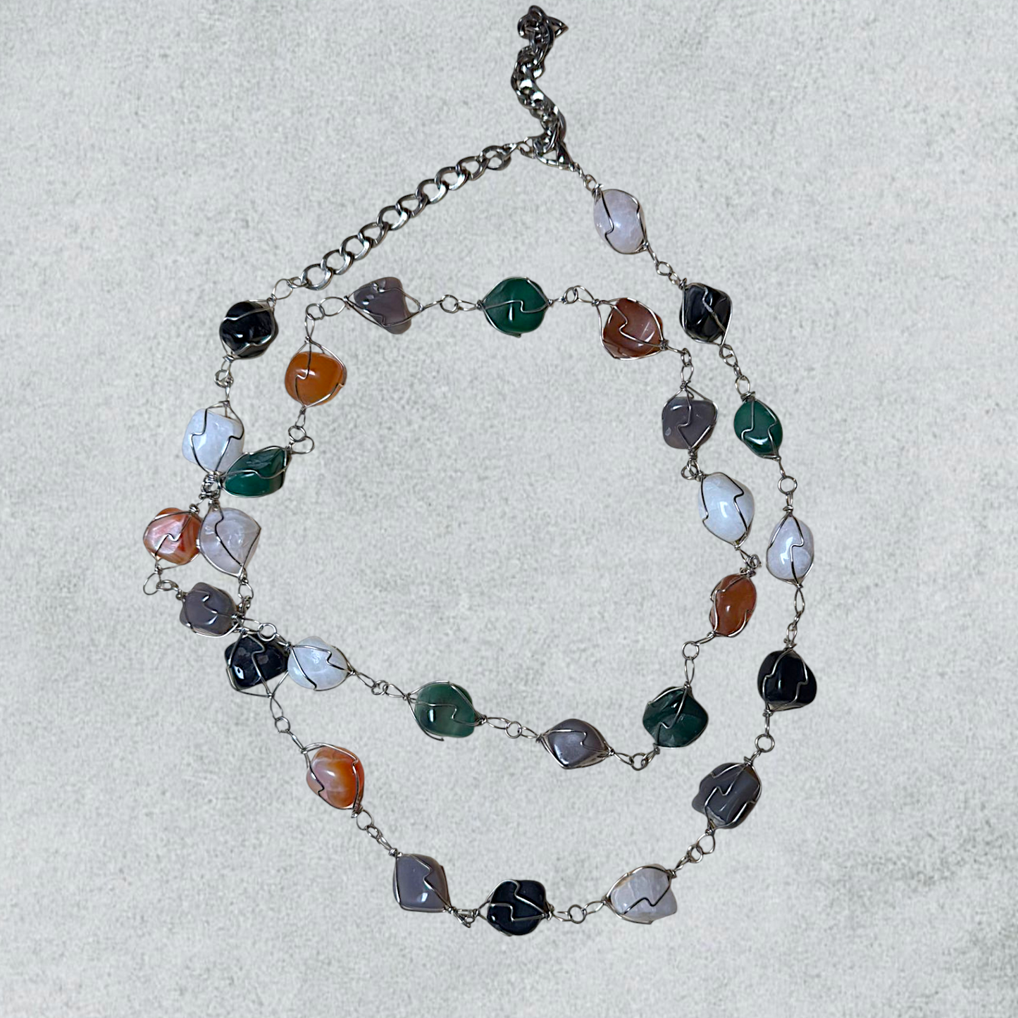 Long Multicolor Stone Necklace
