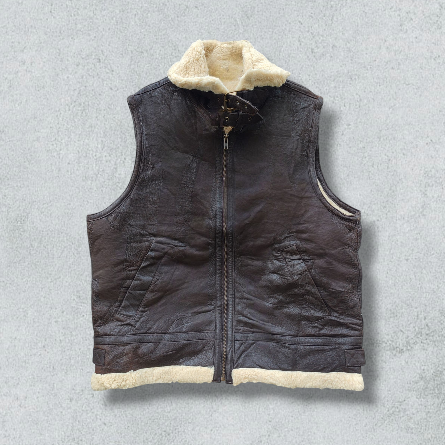 Men’s Brown Vintage B3 Bomber Vest Aviator Winter Jacket