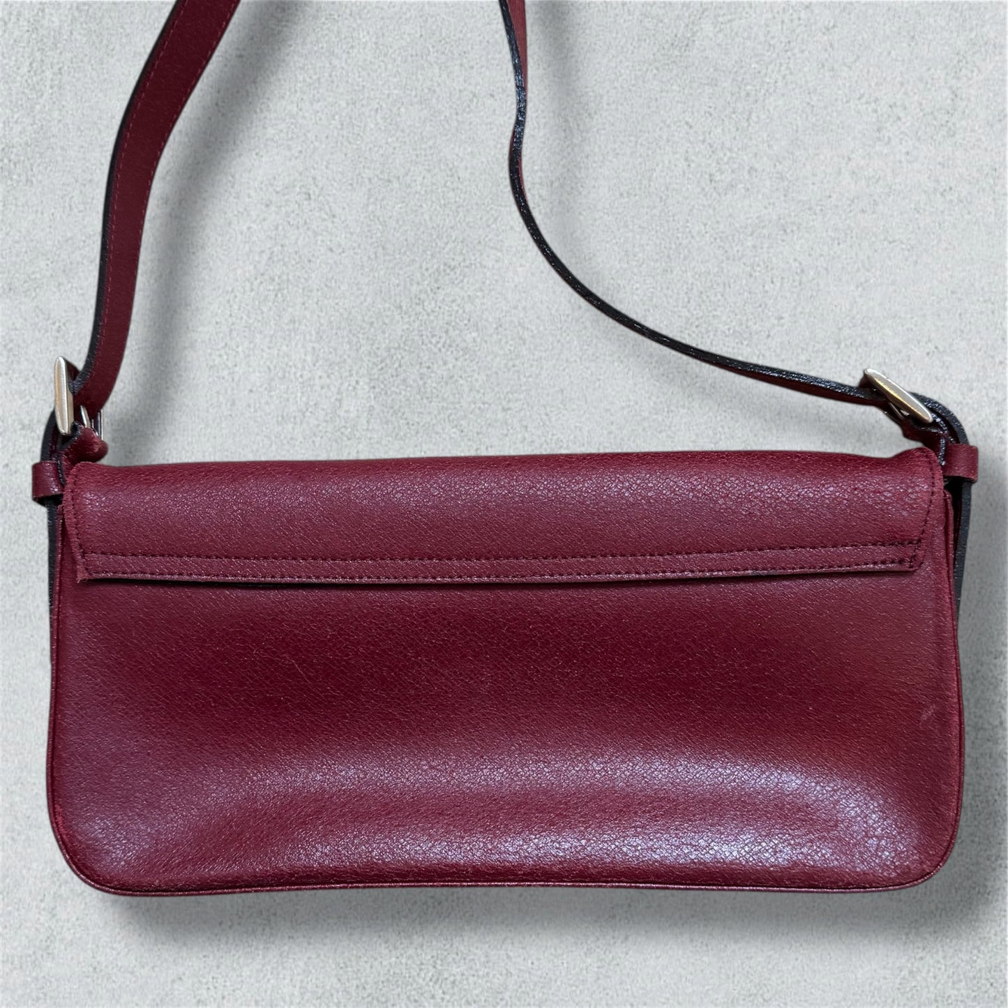 Burgundy Shoulder Bag With Silver-Tone Buckle