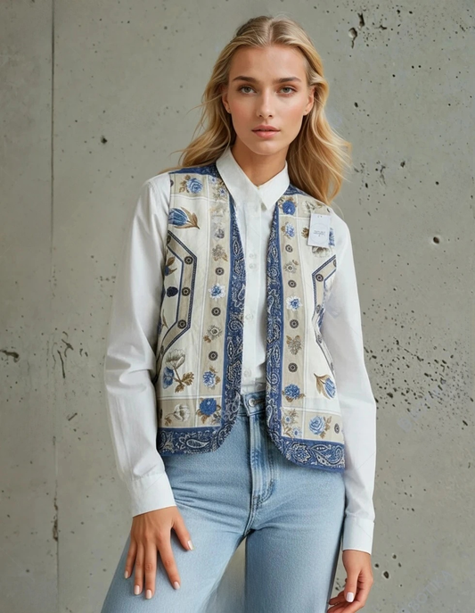 Embroidered Boho Floral Vest