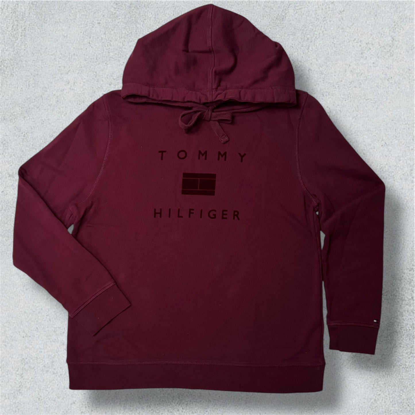 Tommy Hilfiger Burgundy Velvet Hoodie (XL) - NABE vintage