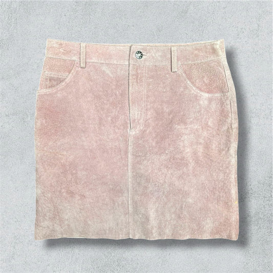 Pink Suede Mini Skirt