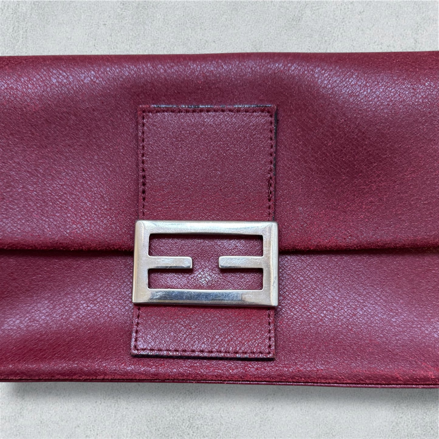 Burgundy Shoulder Bag With Silver-Tone Buckle