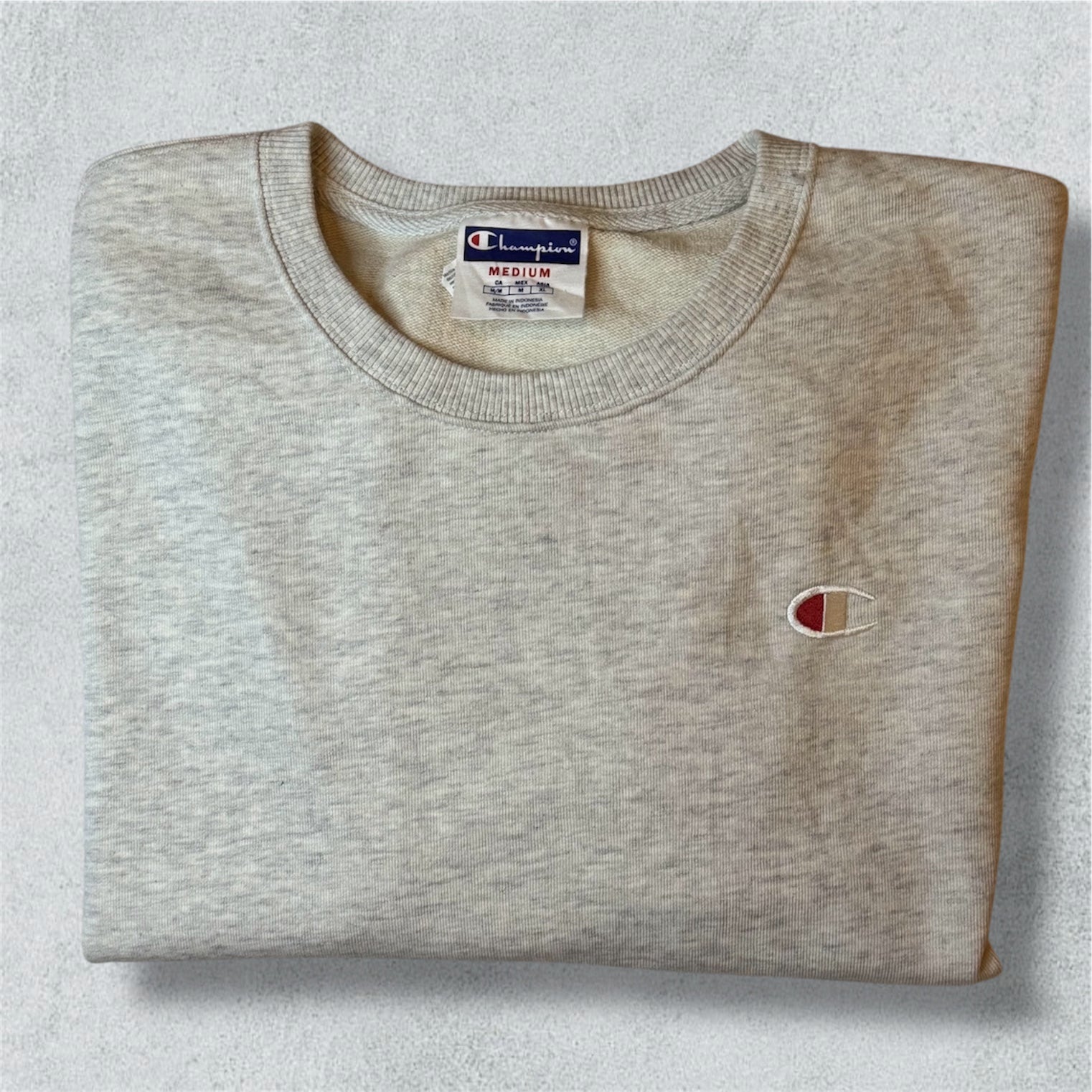 Champion 80s Vibe Activewear Sweater Yellow And Grey (M) - NABE vintage