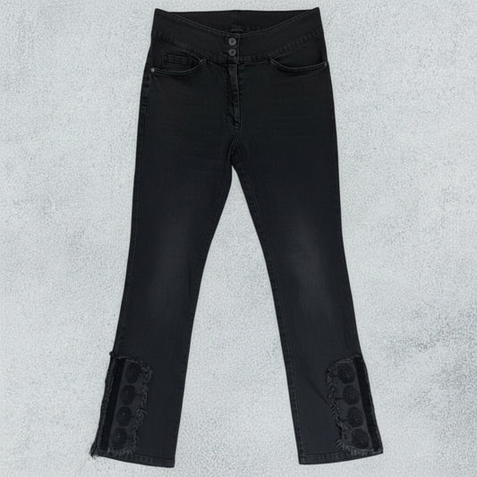 Black Jean With Floral Details