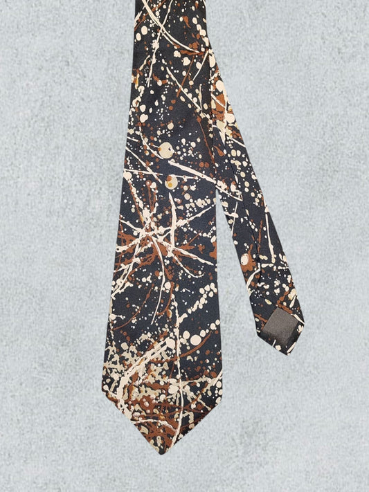 Brown With Splashes Of Paint Tie