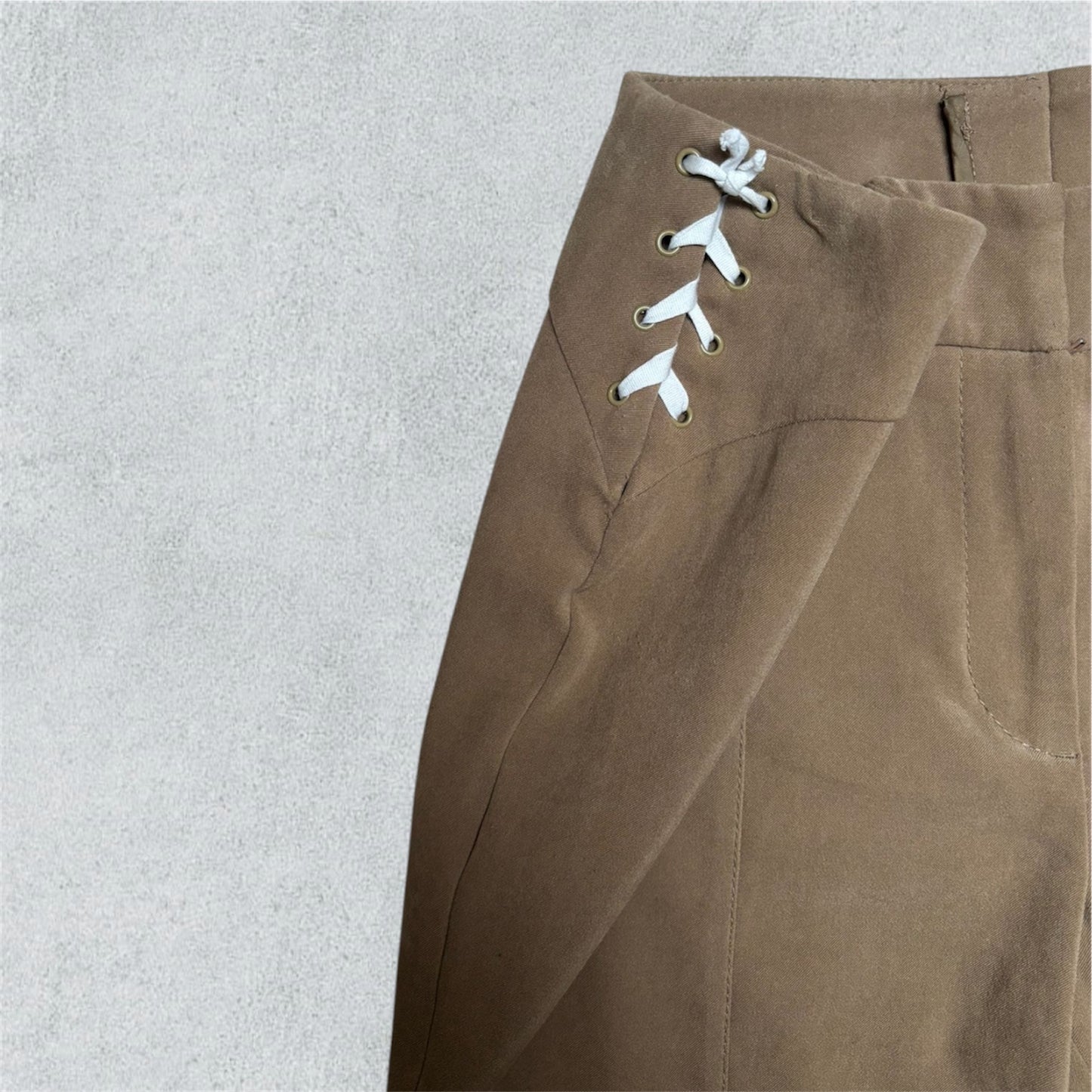 Light Brown Trouser With White Strings