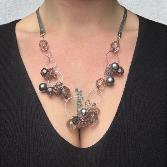 Handmade Glass Pearl And Bead Necklace