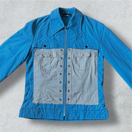 Retro Two-Tone Blue Utility Jacket