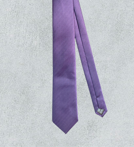 Purple Tie With A Herringbone Pattern