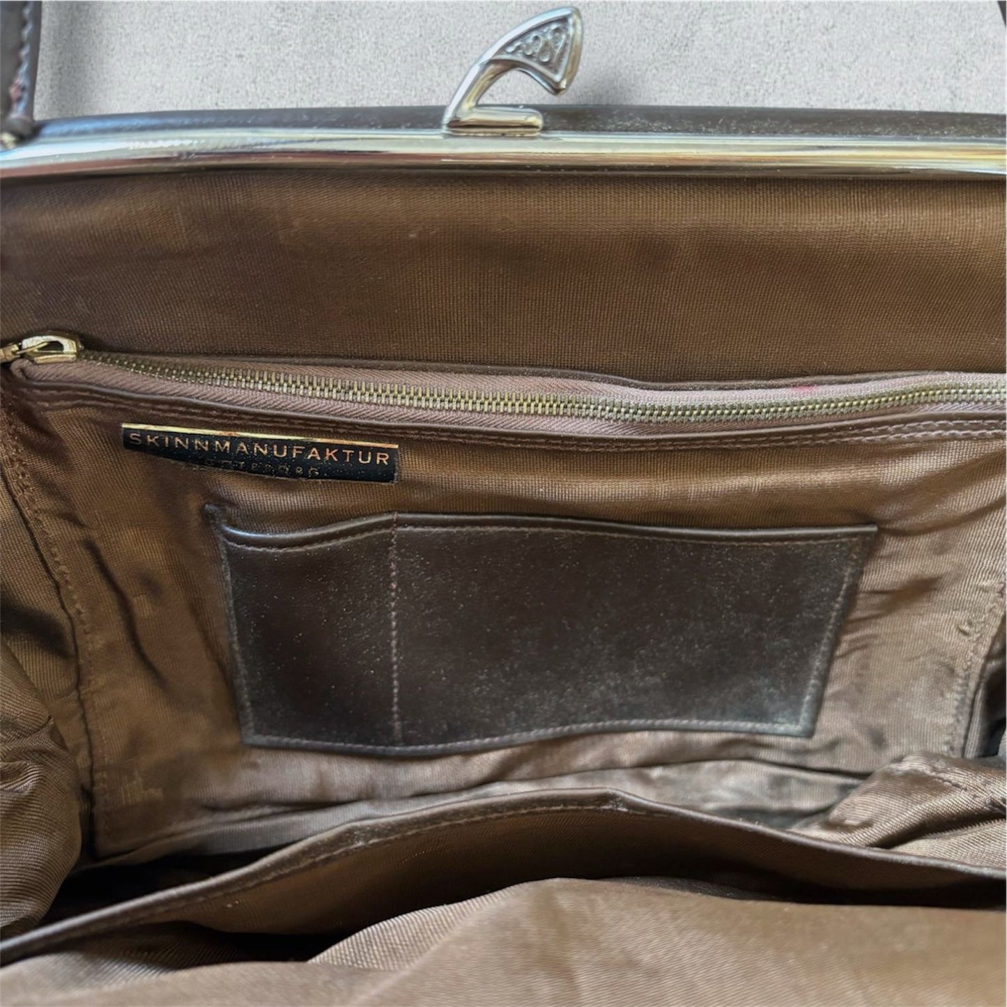 Vintage Brown Leather Bag With Handle - NABE vintage