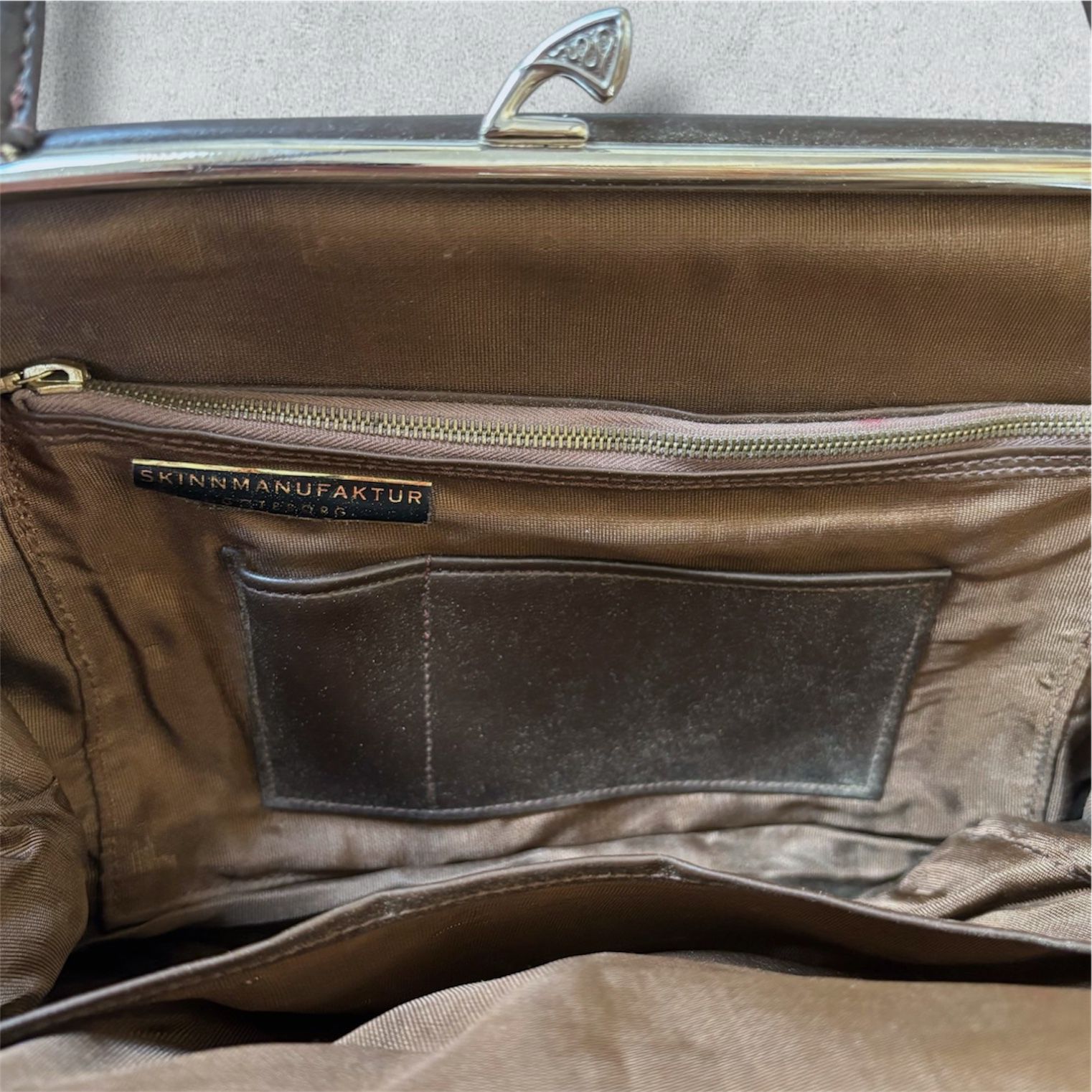 Vintage Brown Leather Bag With Handle - NABE vintage