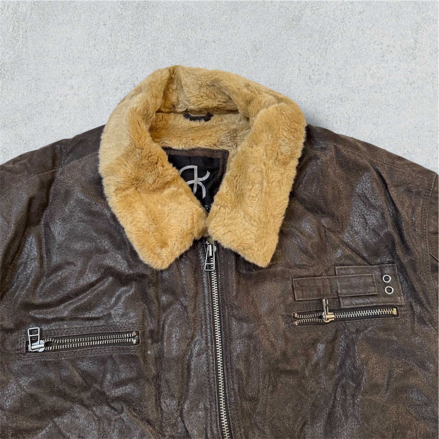 Men’s Aviator Leather Bomber Jacket (XL) - NABE vintage