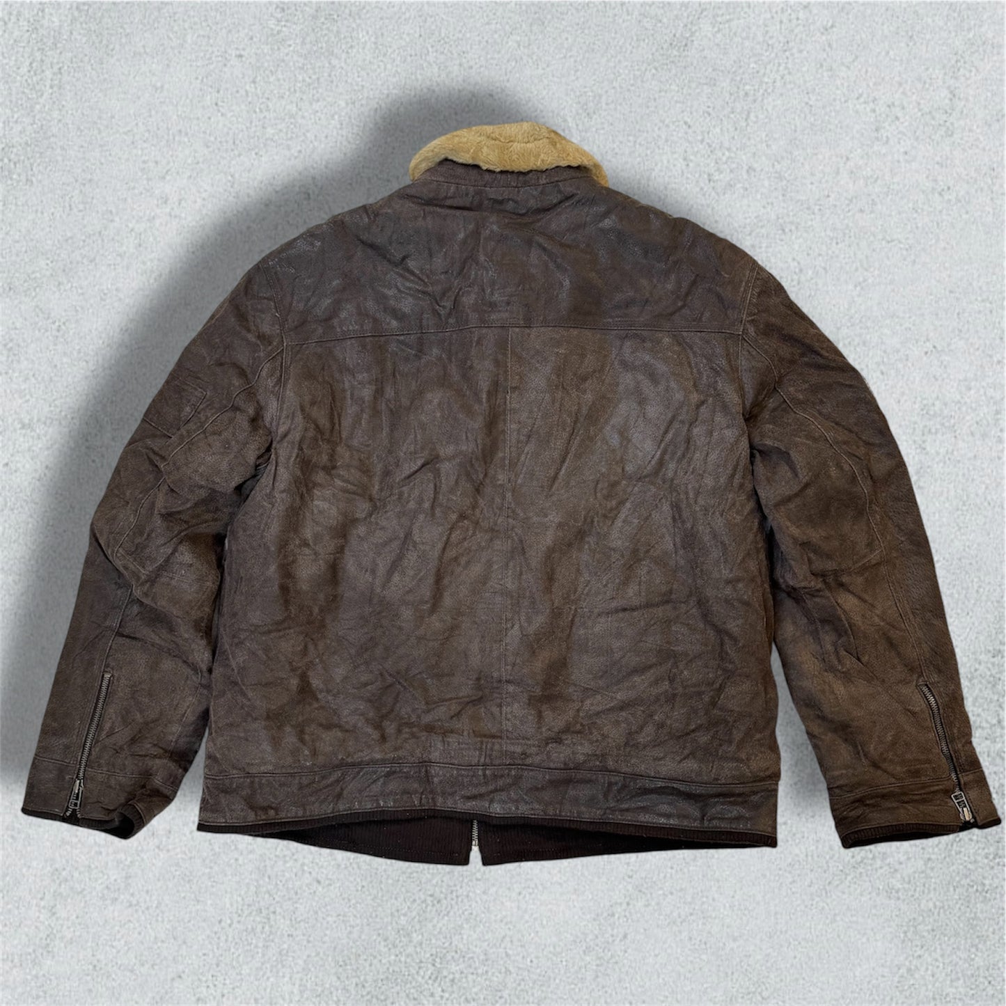 Men’s Aviator Leather Bomber Jacket (XL) - NABE vintage