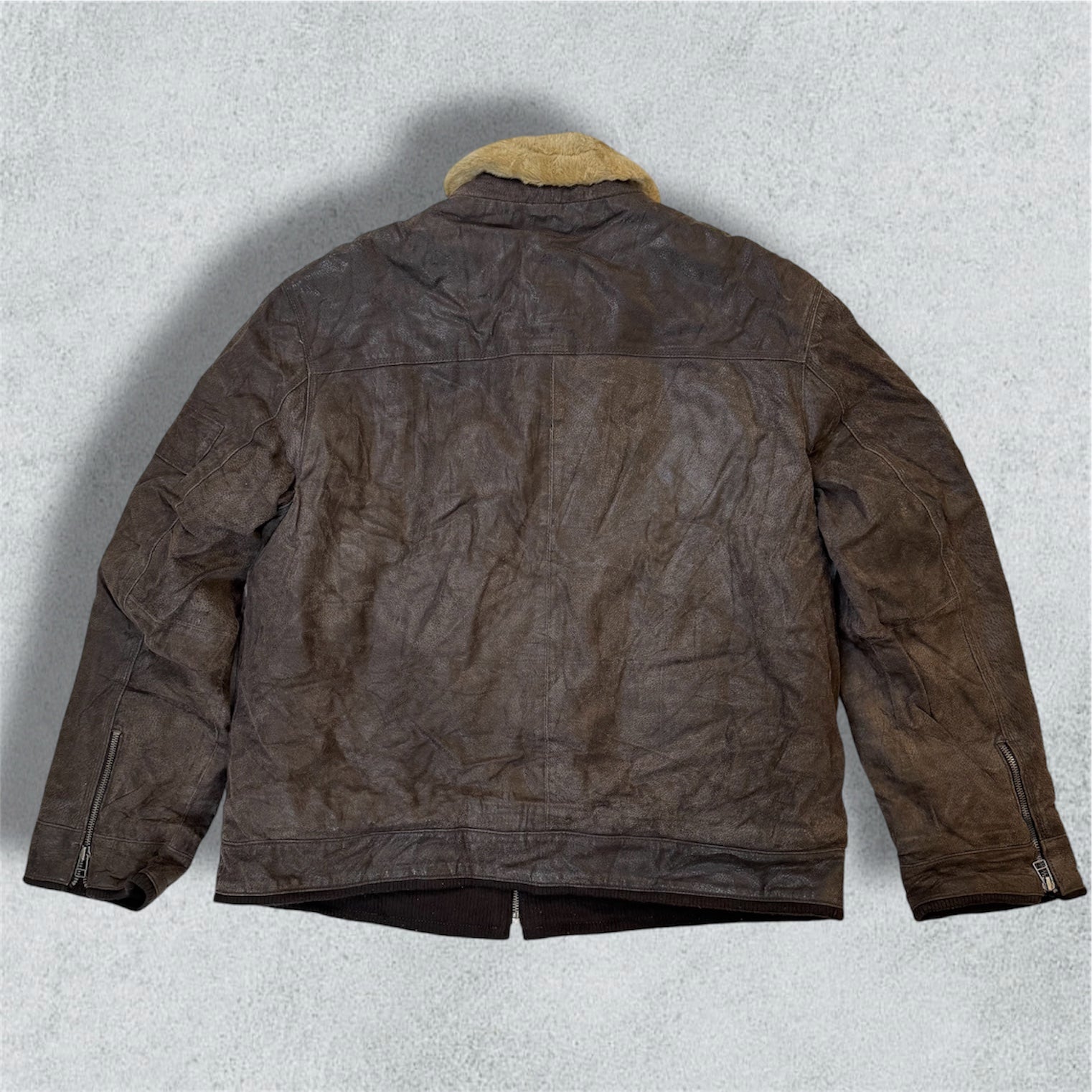 Men’s Aviator Leather Bomber Jacket (XL) - NABE vintage