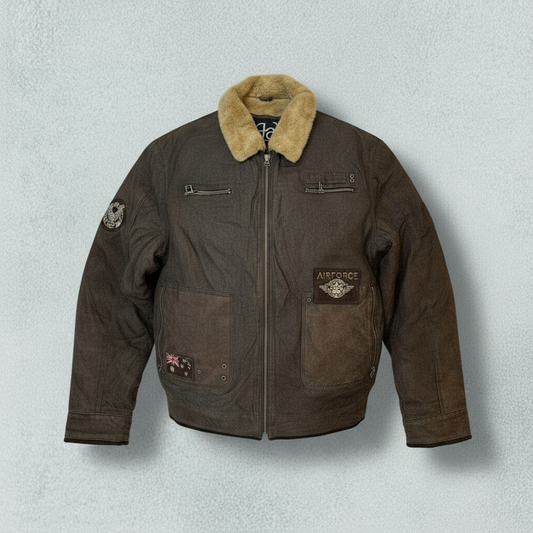 Men’s Aviator Leather Bomber Jacket (XL)