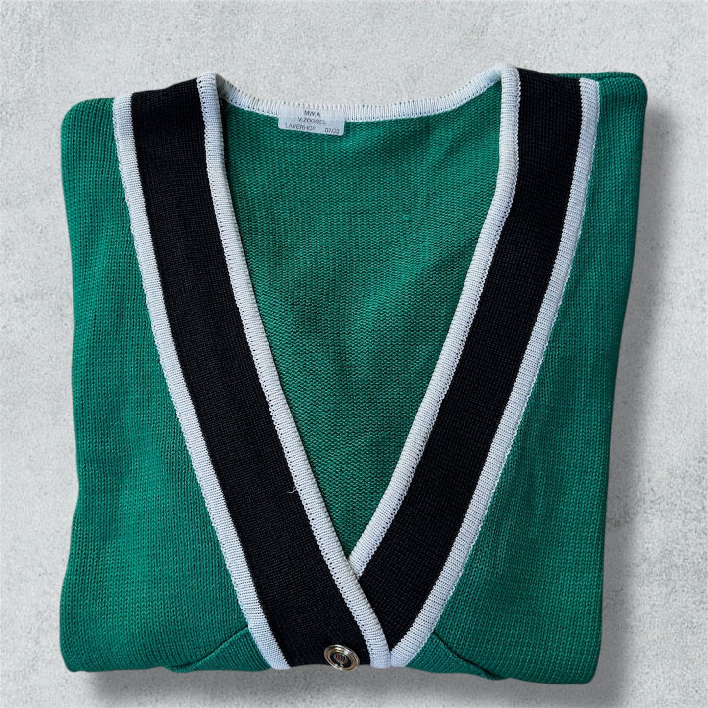 Green Cardigan With Contrast Trim Oversize - NABE vintage
