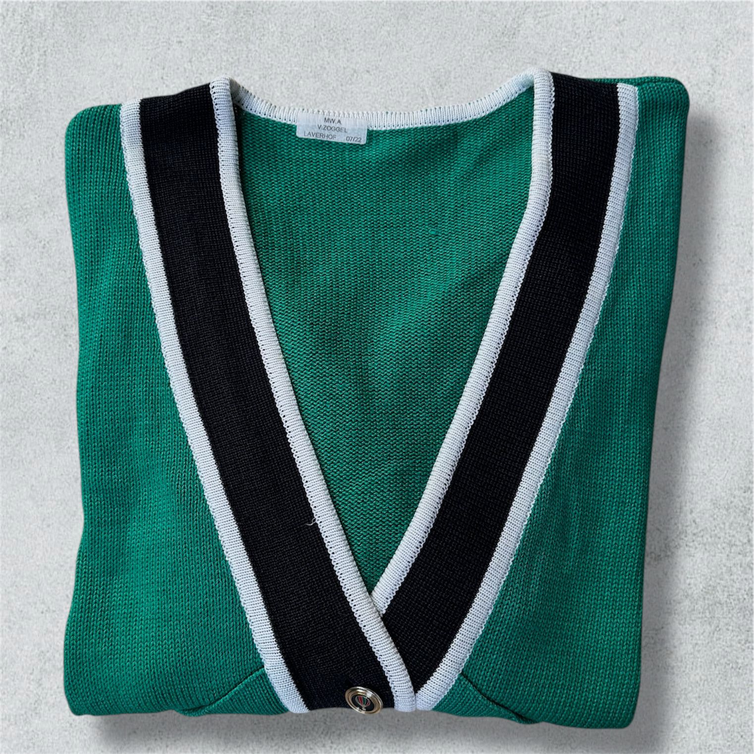 Green Cardigan With Contrast Trim Oversize - NABE vintage
