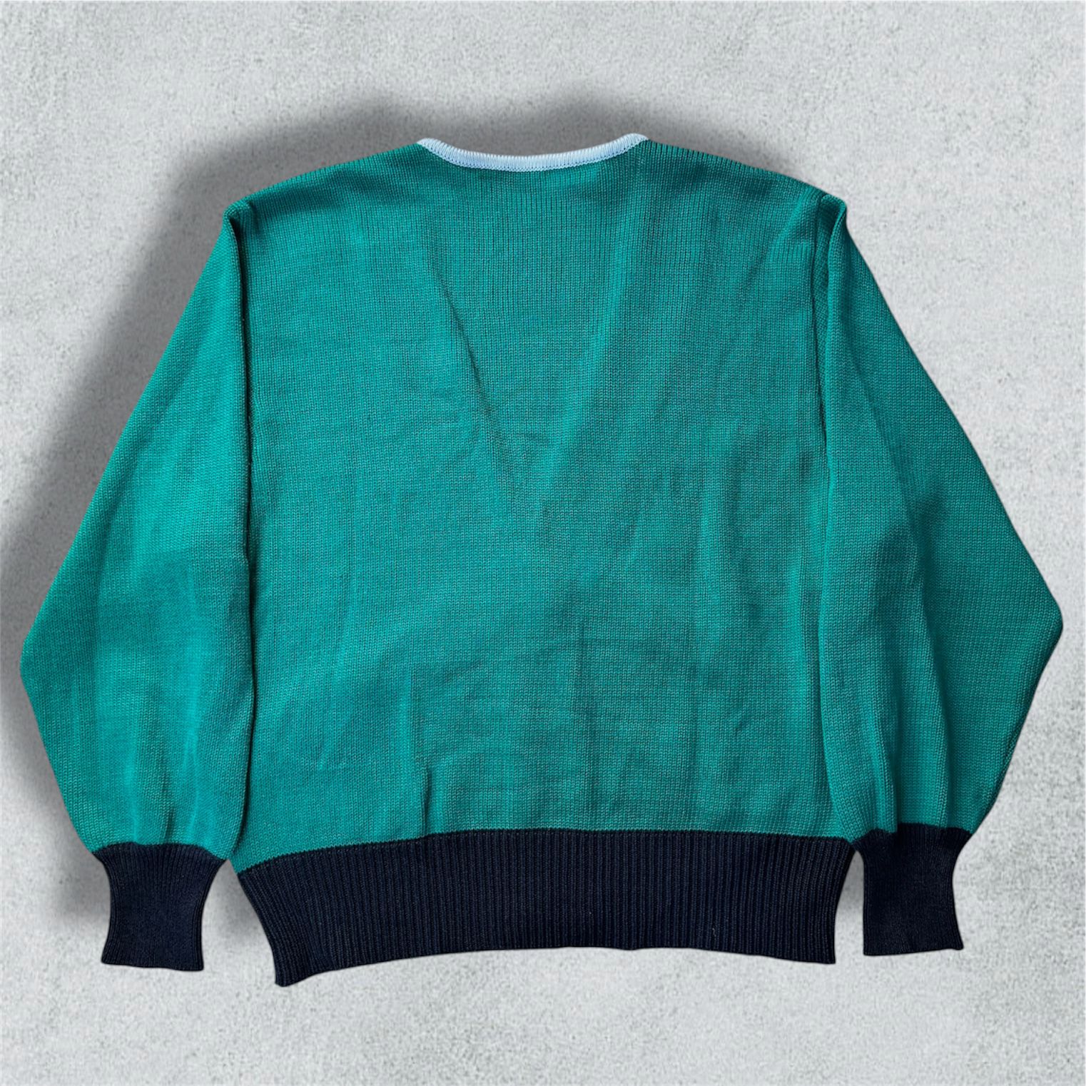 Green Cardigan With Contrast Trim Oversize - NABE vintage