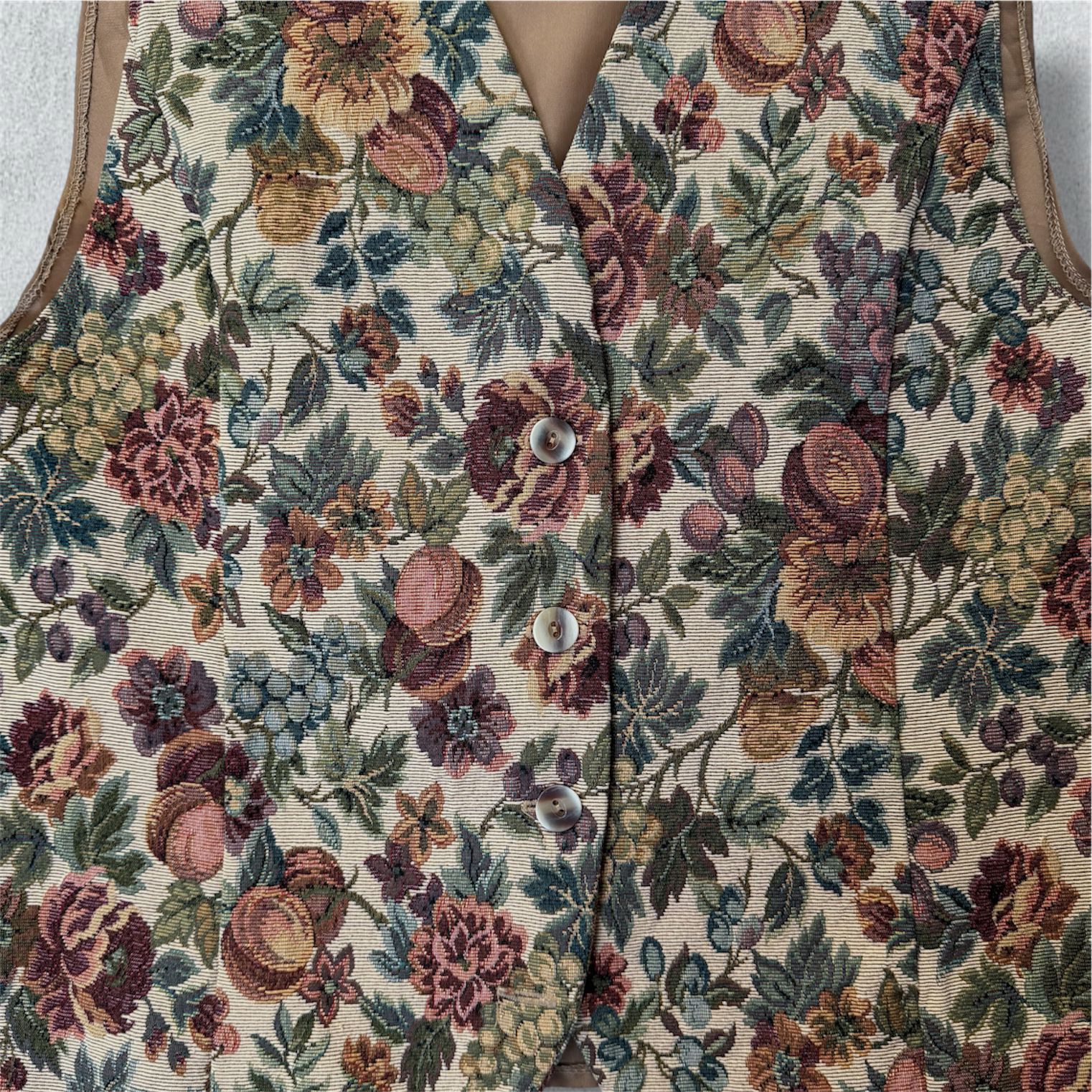 Gilet Vintage Floral Brown And Beige - NABE vintage