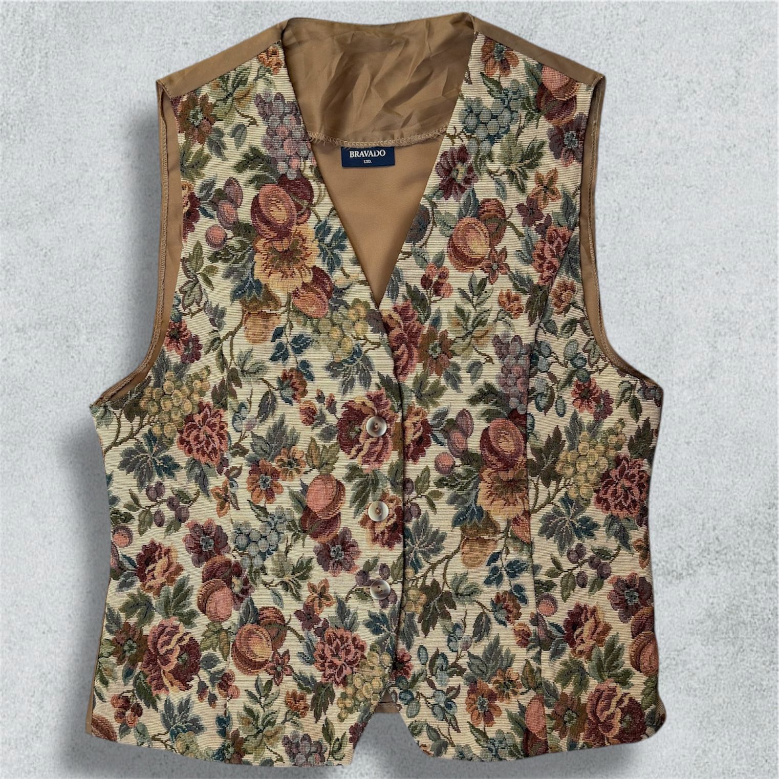 Gilet Vintage Floral Brown And Beige - NABE vintage