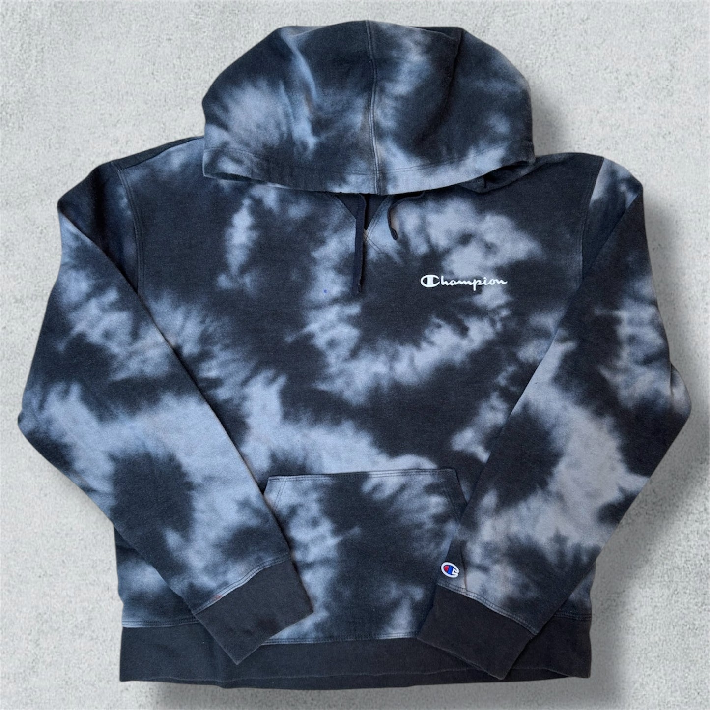 Champion Tie-Dye Blue And Grey Hoodie (L) - NABE vintage