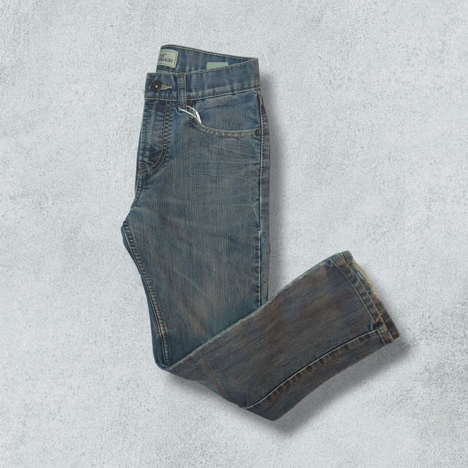 Levis 514 Slim Straight Boys Blue Denim Jeans - NABE vintage