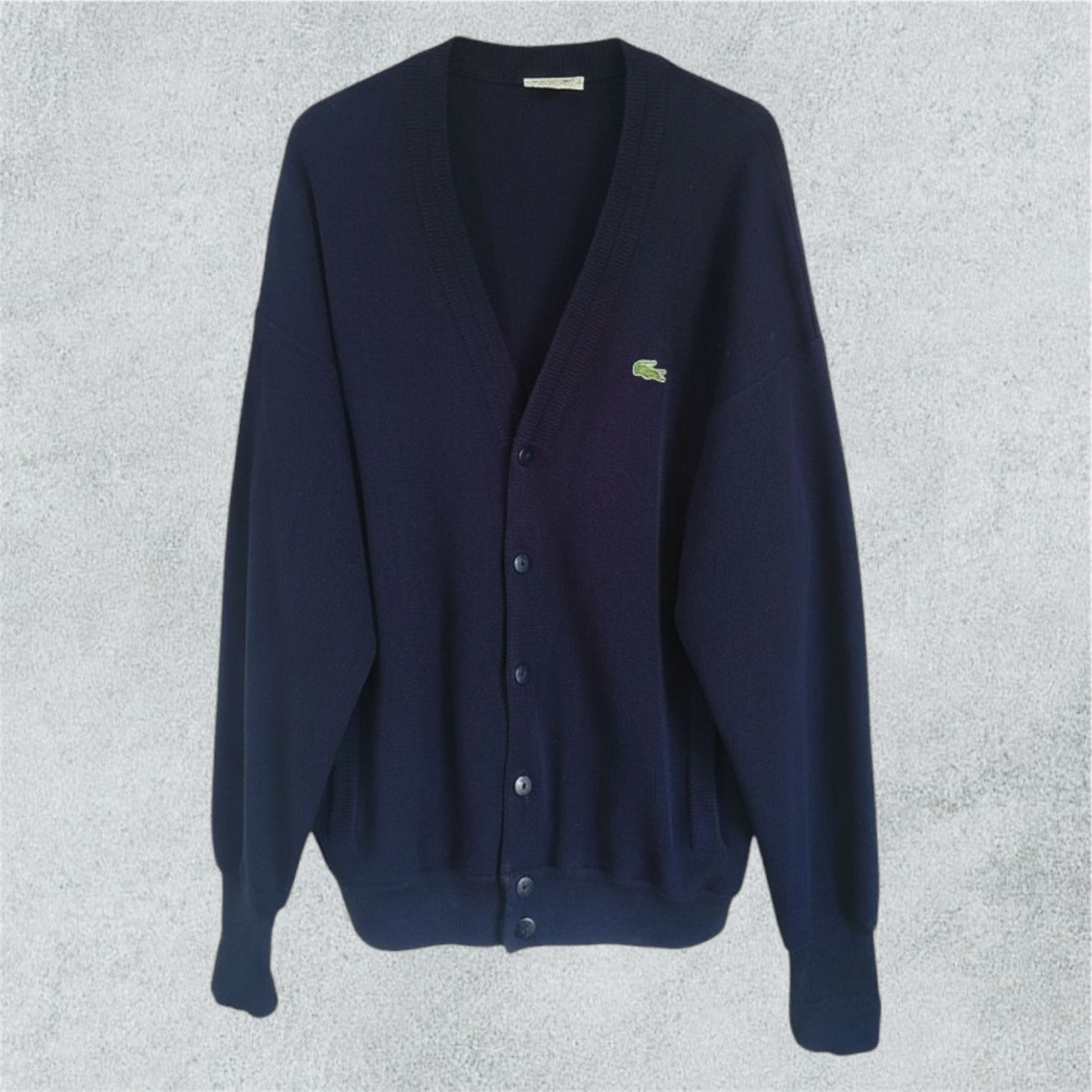 90’s Lacoste 100% Acrylic Blue Cardigan Vintage