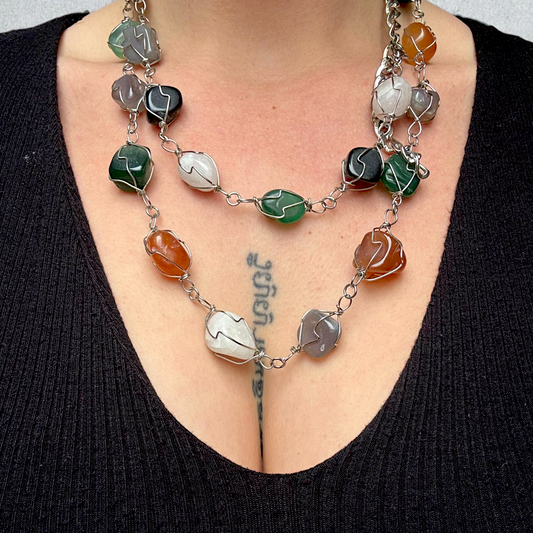 Long Multicolor Stone Necklace