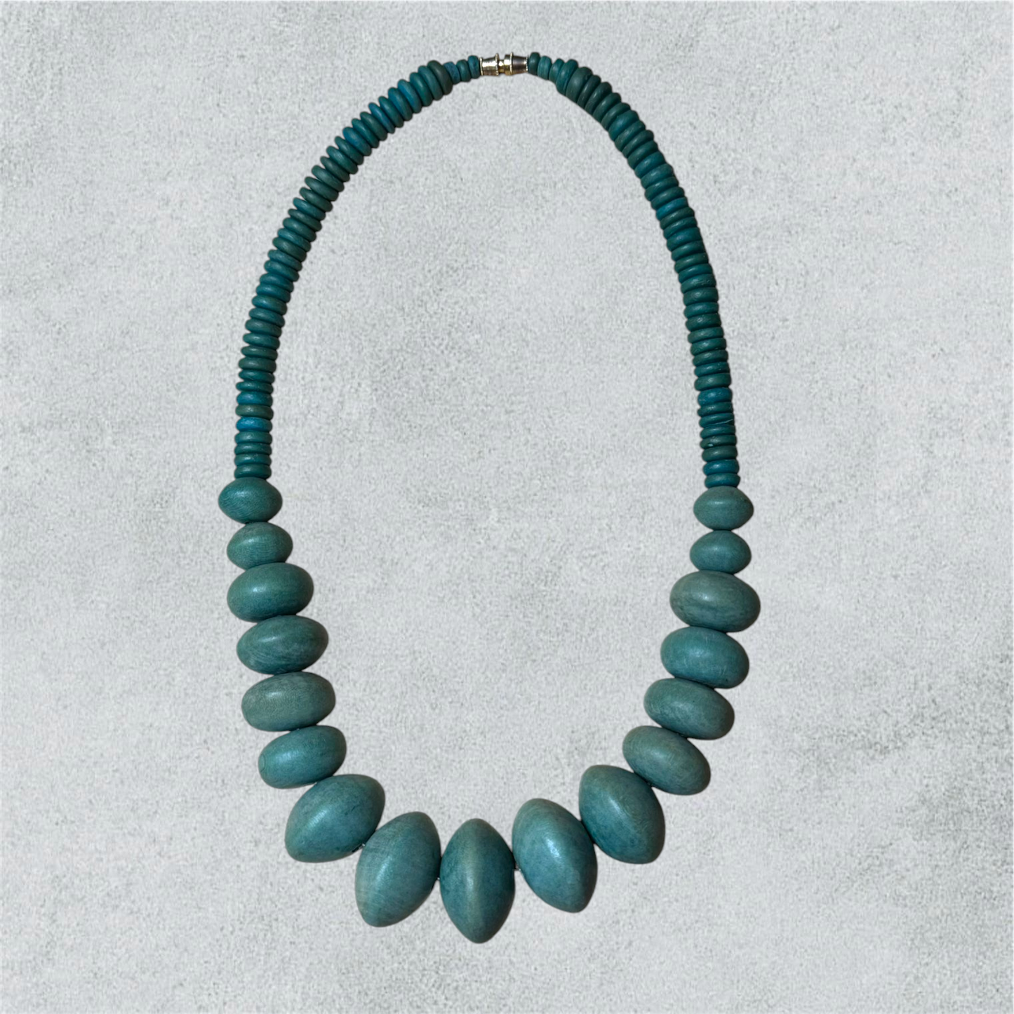 Green Wooden Bead Necklace In African Style