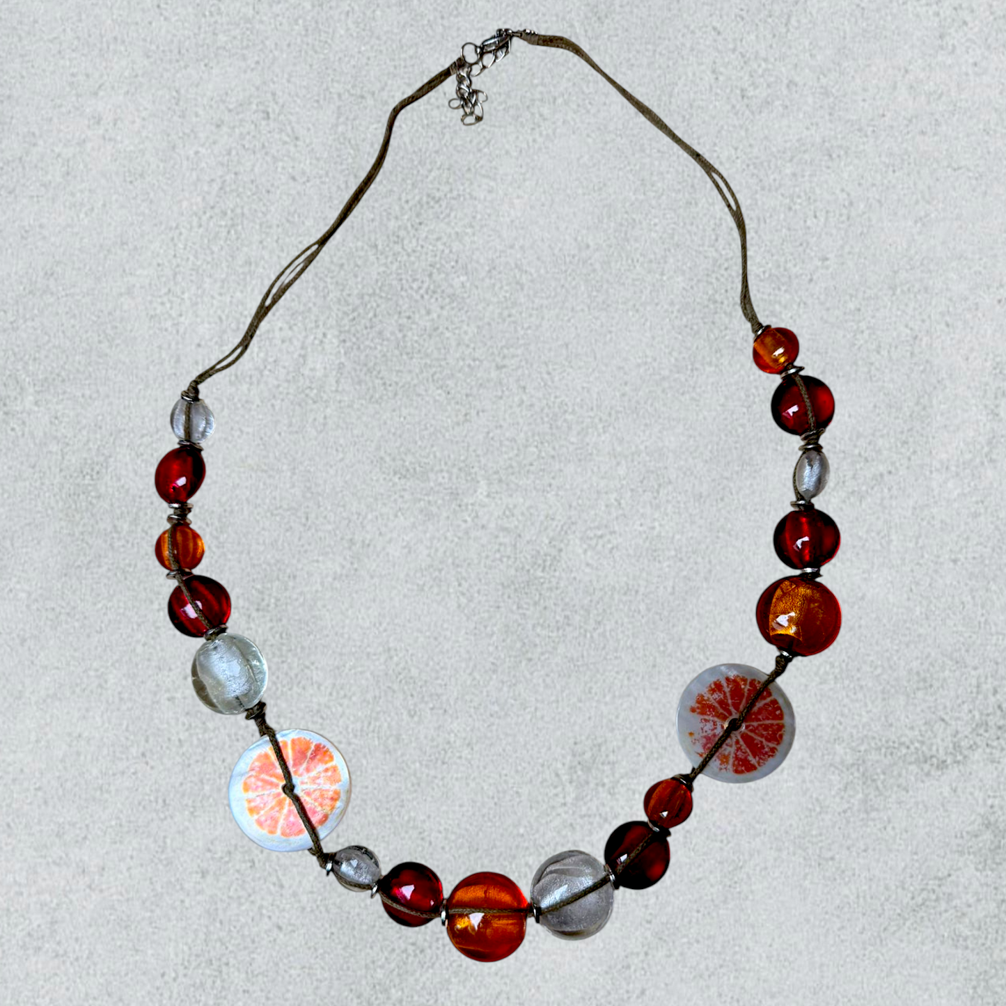 Citrus & Amber Glass Bead Necklace
