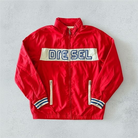 DIESEL Red Nylon Jacket With Full Zip Vintage
