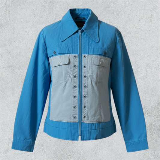Retro Two-Tone Blue Utility Jacket