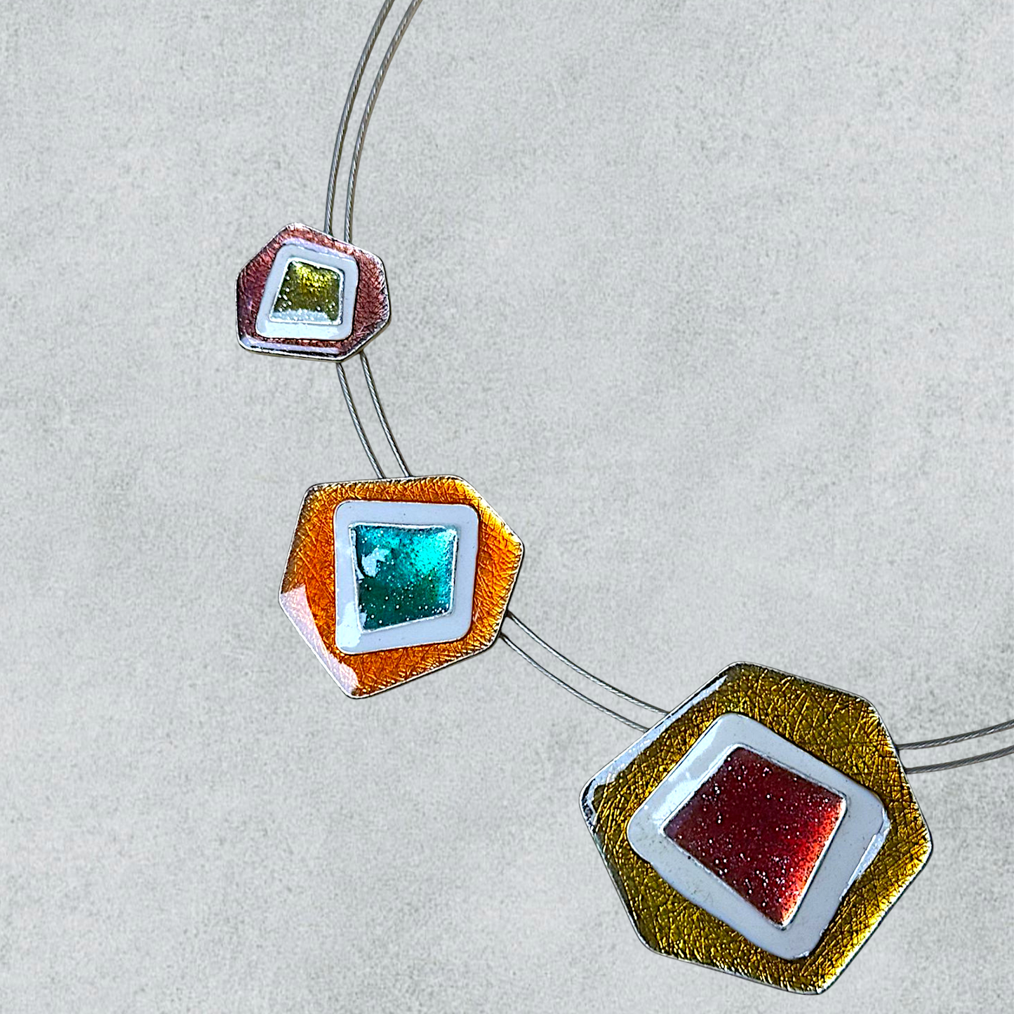 Multicolored Ikita Geometric Pattern Necklace