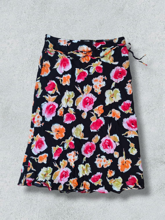 Floral Print Black Midi Skirt Of Joachim Boss