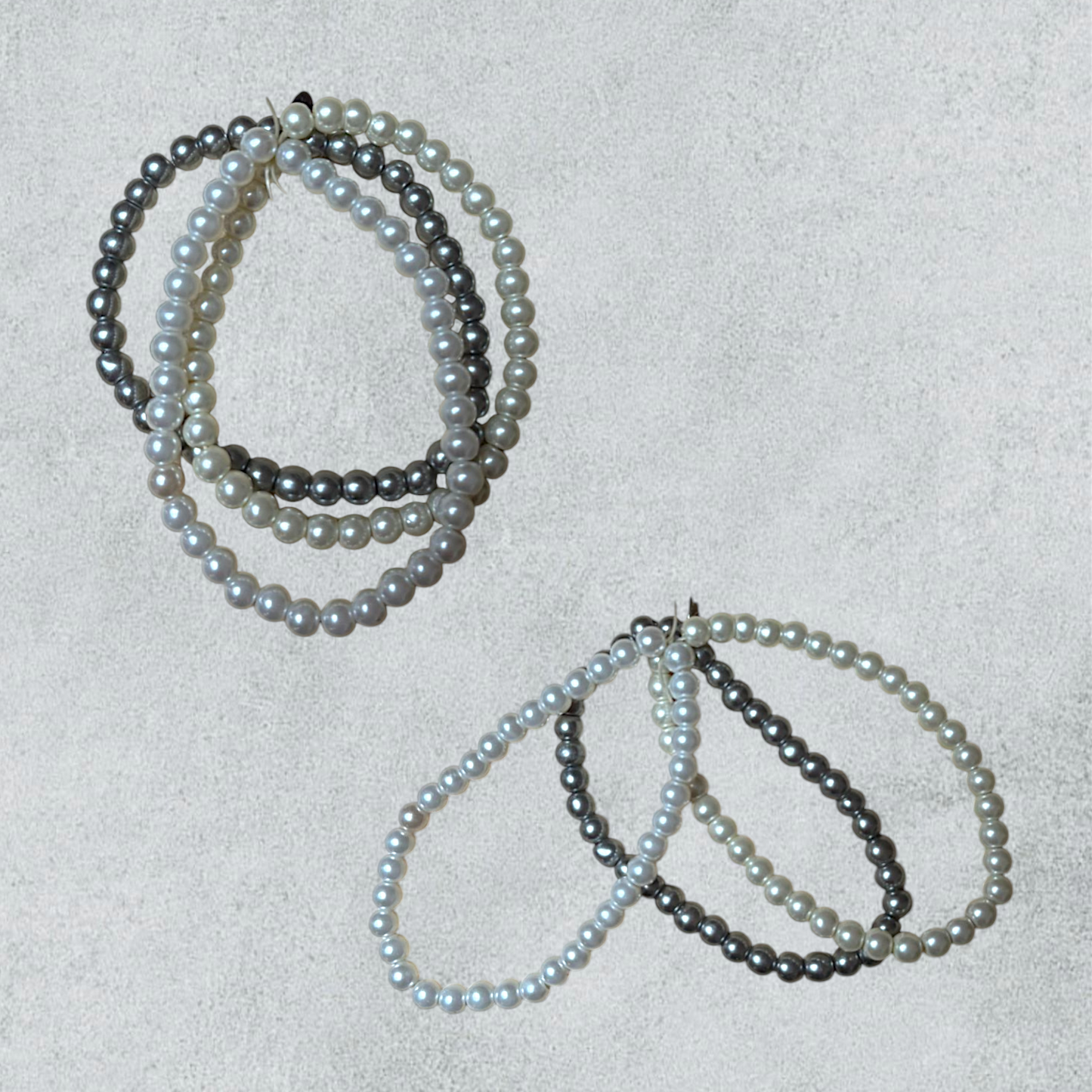 Elastic Pearl Bracelet White And Grey