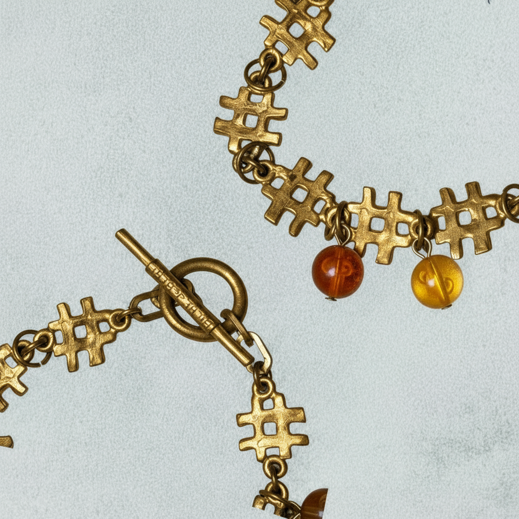 Gold Bracelet with Amber Charms